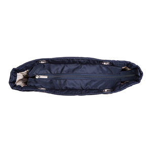 Básica Navy Blue, Top Zipper, Shoulder Bag with Silver Strap