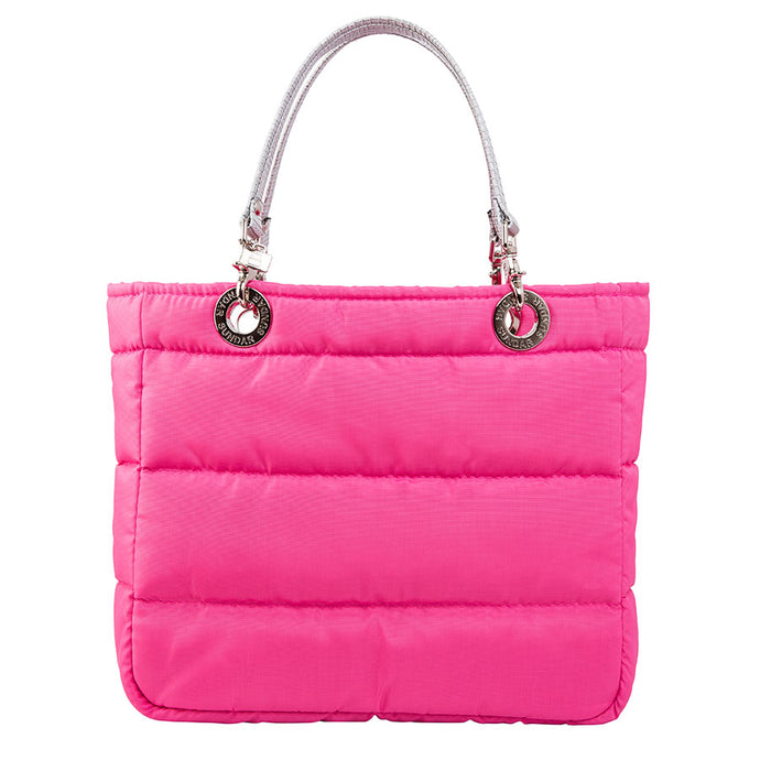 Básica Neon Pink, Top Zipper, Shoulder Bag with Silver Strap