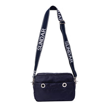 Laura Crossbody, Navy Blue with Blue and White Adjustable Strap