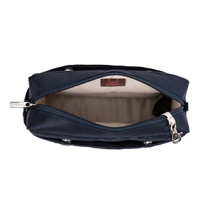 Laura Crossbody, Navy Blue with Blue and White Adjustable Strap