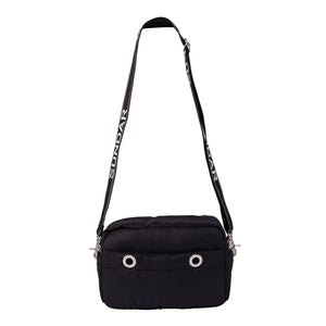 Laura Crossbody Black with Black and White Adjustable Strap
