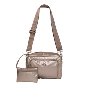 Gold Crossbody  Laura with Beige Adjustable Strap (40 mm width)